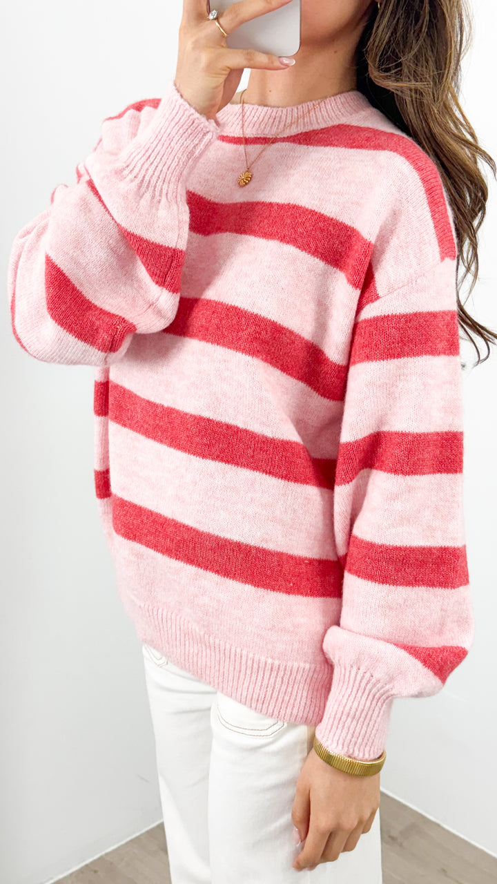 BIANCA STRIPE JUMPER - PINK/RED