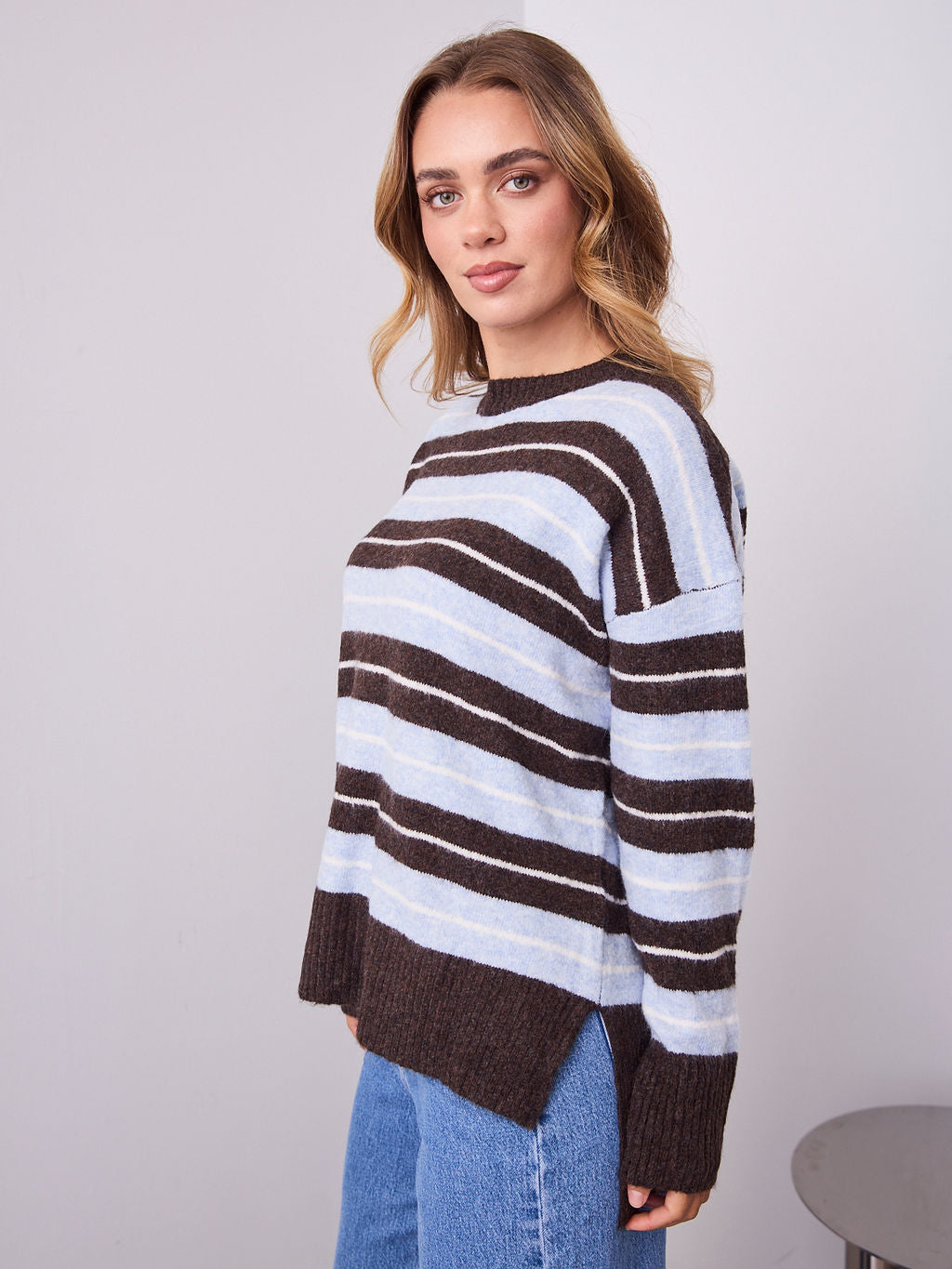 CHARLES KNIT - BLUE/CHOCOLATE