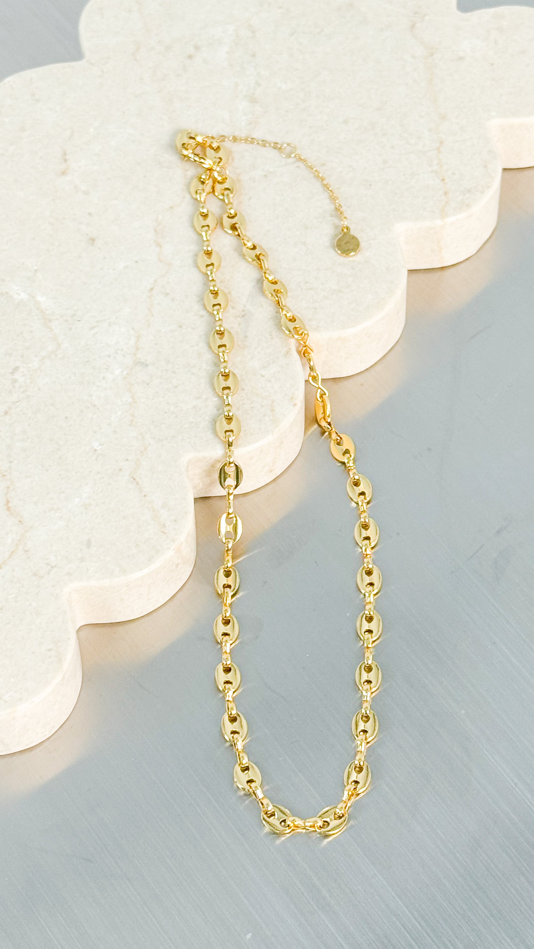 PUFF MARINER CHAIN 18K GOLD PLATED NECKLACE - GOLD