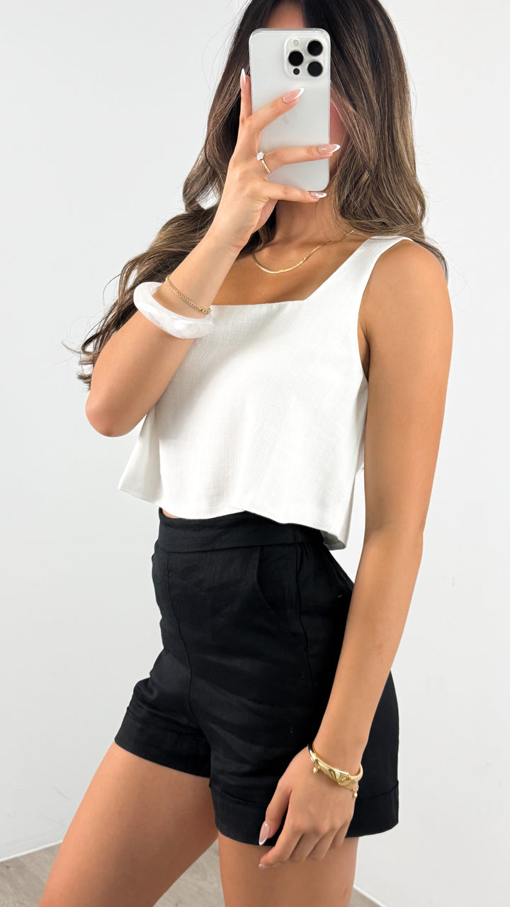 BAKER LINEN SHORTS - BLACK