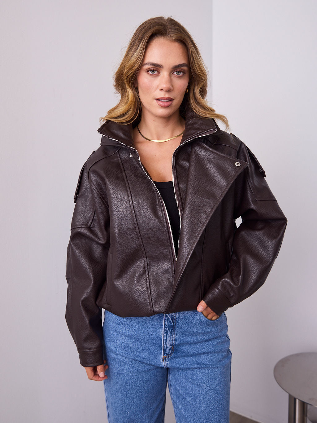 AXEL PU JACKET - CHOCOLATE