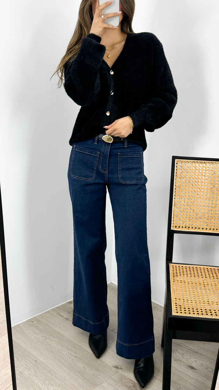 MAVI FLUFFY CARDI - BLACK