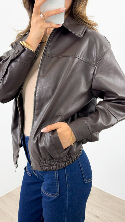 JAMISON PU JACKET - CHOCOLATE