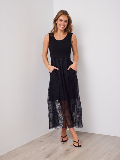 ALLISON LACE TANK DRESS -BLACK