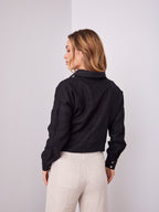 COMO LONG SLEEVE LINEN SHIRT - BLACK
