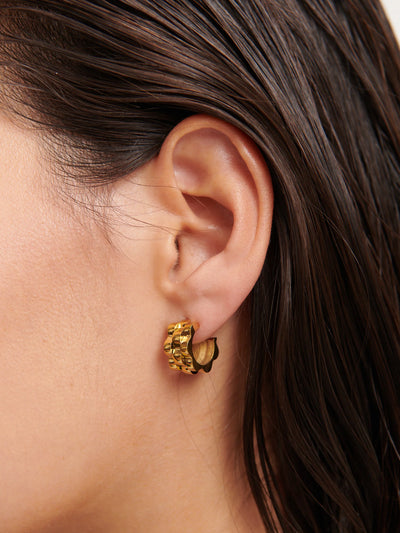 RIPPLE 18K GOLD PLATED EARRINGS - GOLD