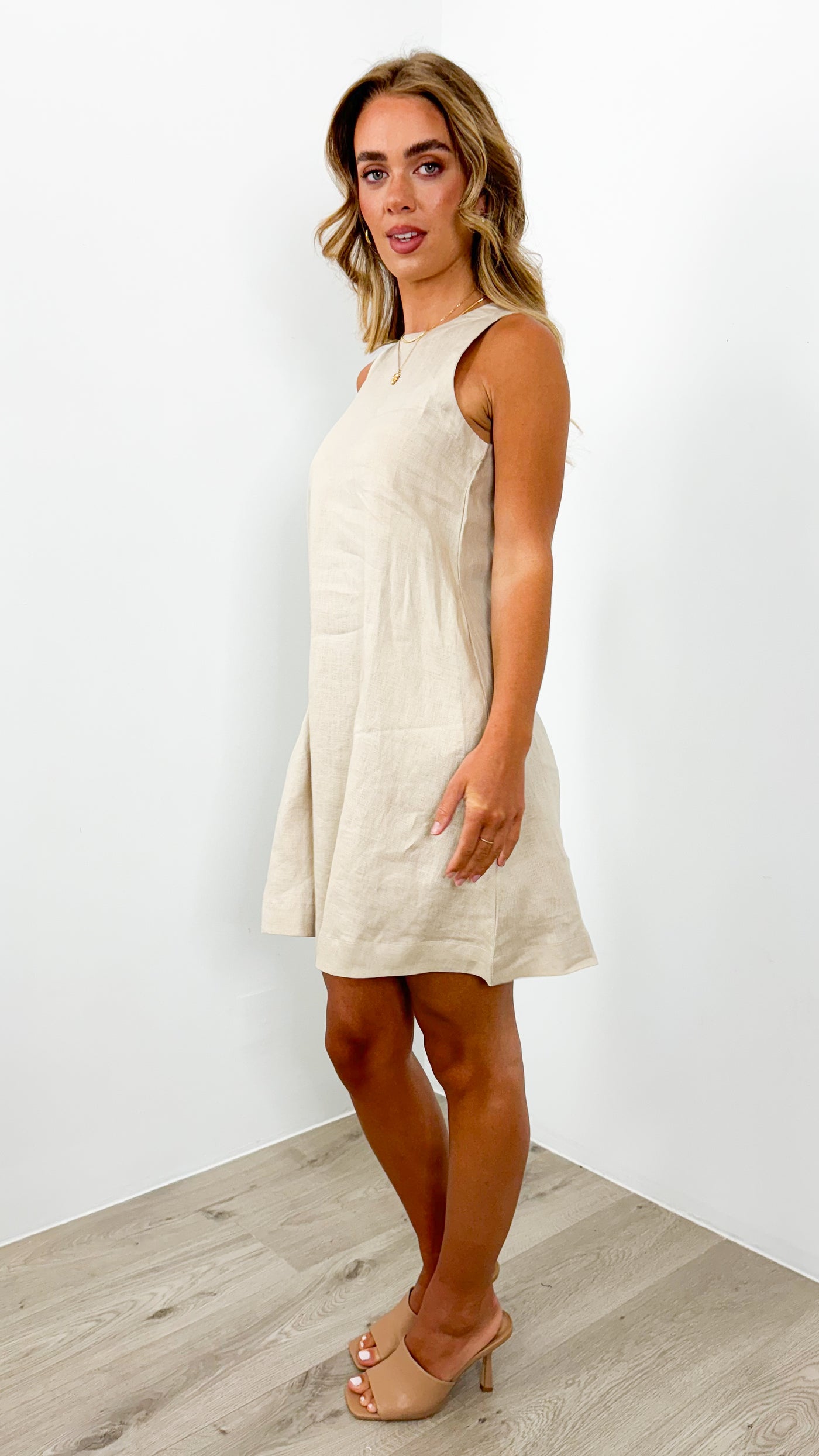 PARKER LINEN DRESS - BONE