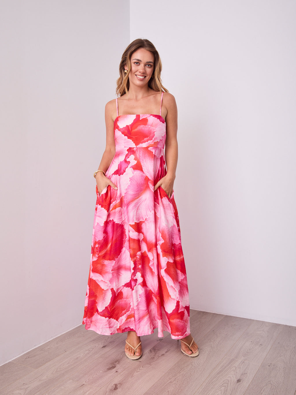 ROSE MAXI DRESS - PINK/RED