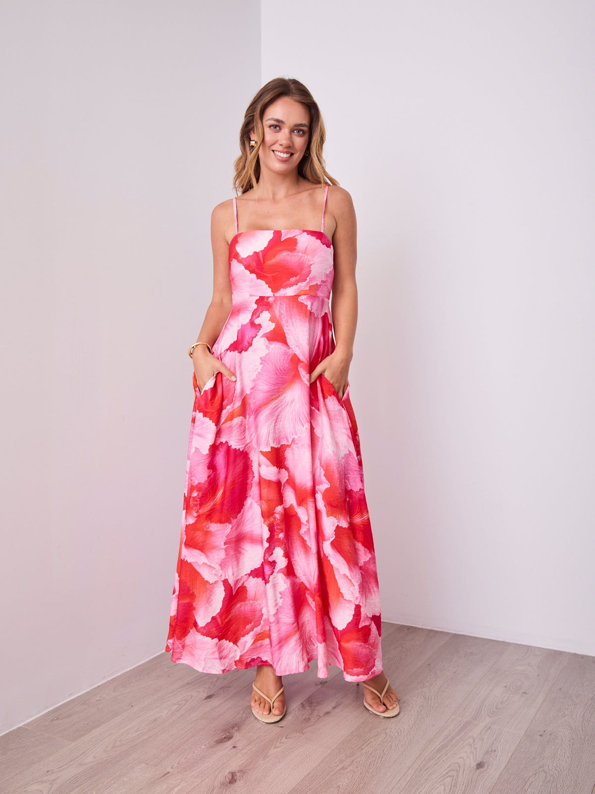 ROSE MAXI DRESS - PINK/RED