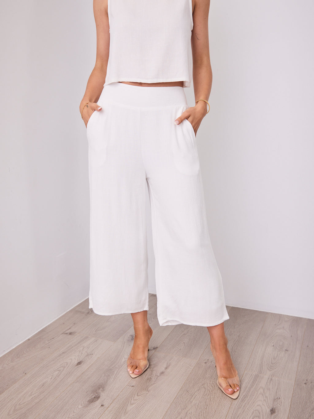 MEMPHIS 7/8 LINEN PANT - WHITE