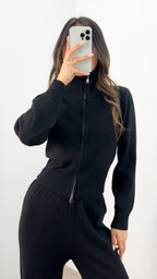 ENZA ZIP KNIT SET - BLACK