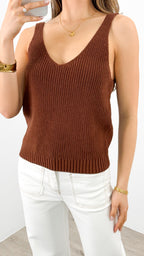 ANNIKA KNIT TANK TOP - BROWN