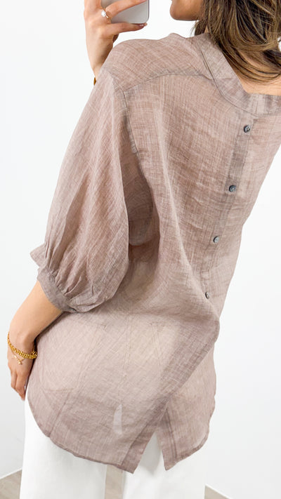 CATHY LINEN SHIRT - BISCUIT