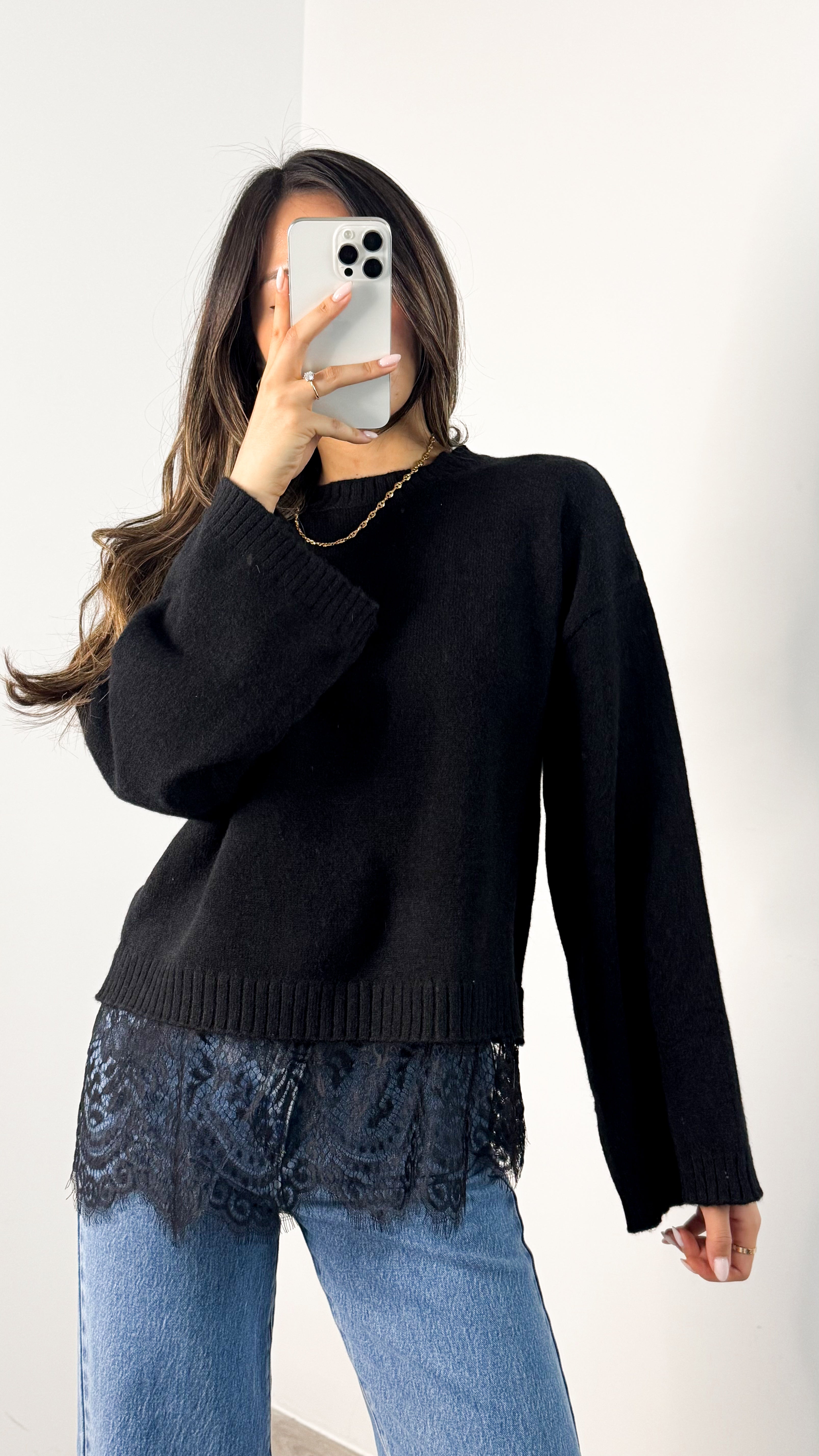TOYA LACE KNIT - BLACK