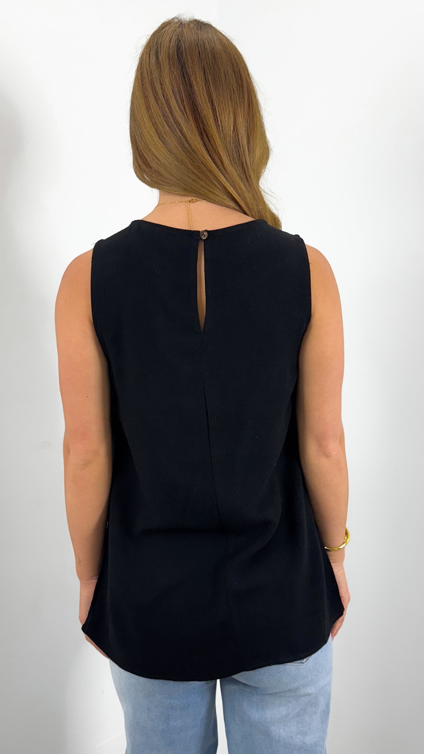 TALIA LINEN TOP - BLACK