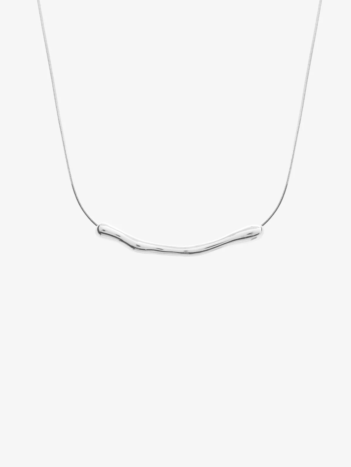 CHROME ROPE STERLING SILVER PLATED NECKLACE - SILVER