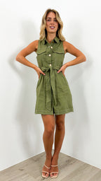 ZHANE DENIM DRESS - KHAKI