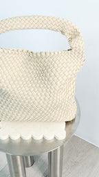 LAYLA WOVEN TOTE BAG - BEIGE
