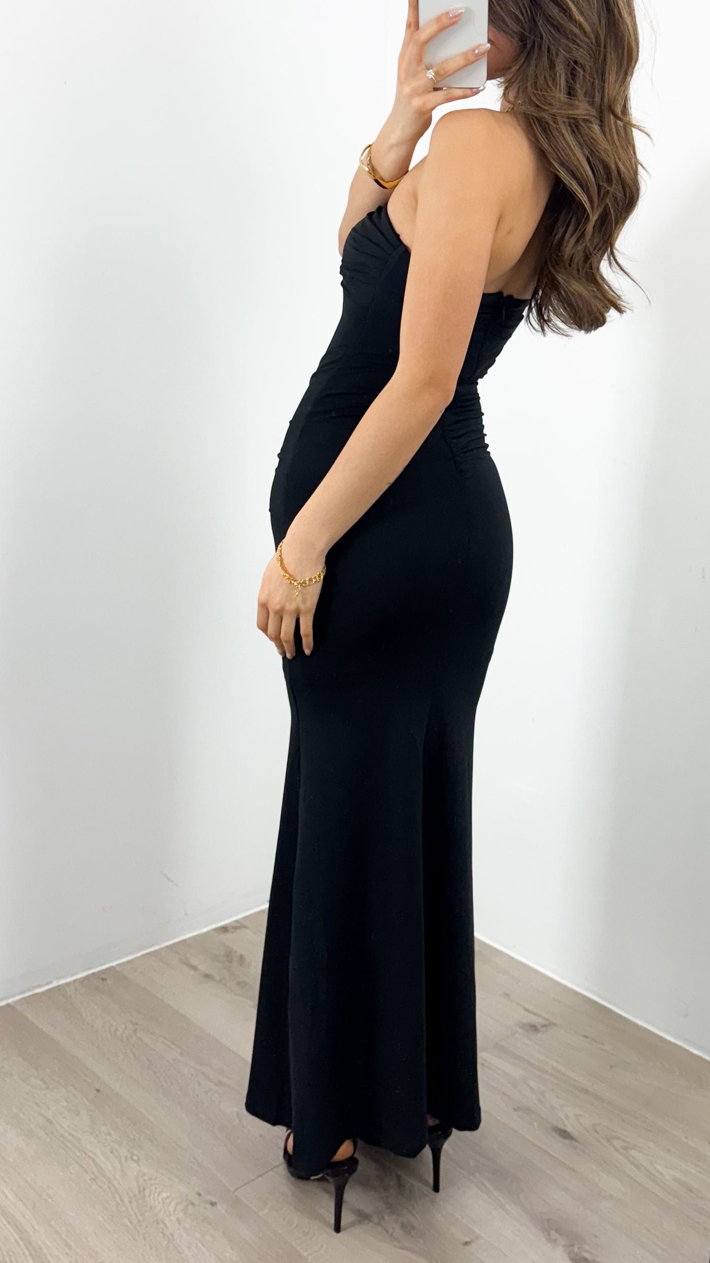 LEAH STRAPLESS DRESS - BLACK