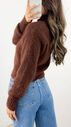 NOAH ZIP KNIT - CHOCOLATE