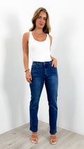 CARLTON STRETCH STRAIGHT LEG JEAN - DARK BLUE WASH