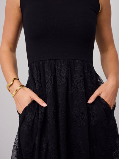 ALLISON LACE TANK DRESS -BLACK