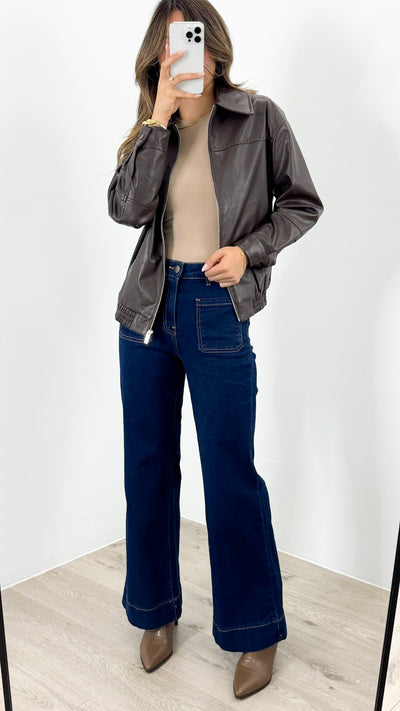 JAMISON PU JACKET - CHOCOLATE