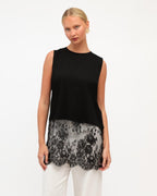 DANIELLE LACE TRIM TOP - BLACK