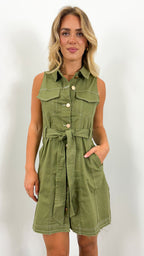 ZHANE DENIM DRESS - KHAKI