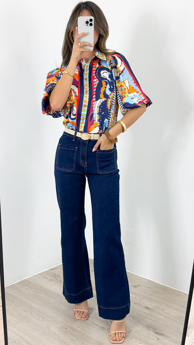 SICILY BLOUSE - NAVY