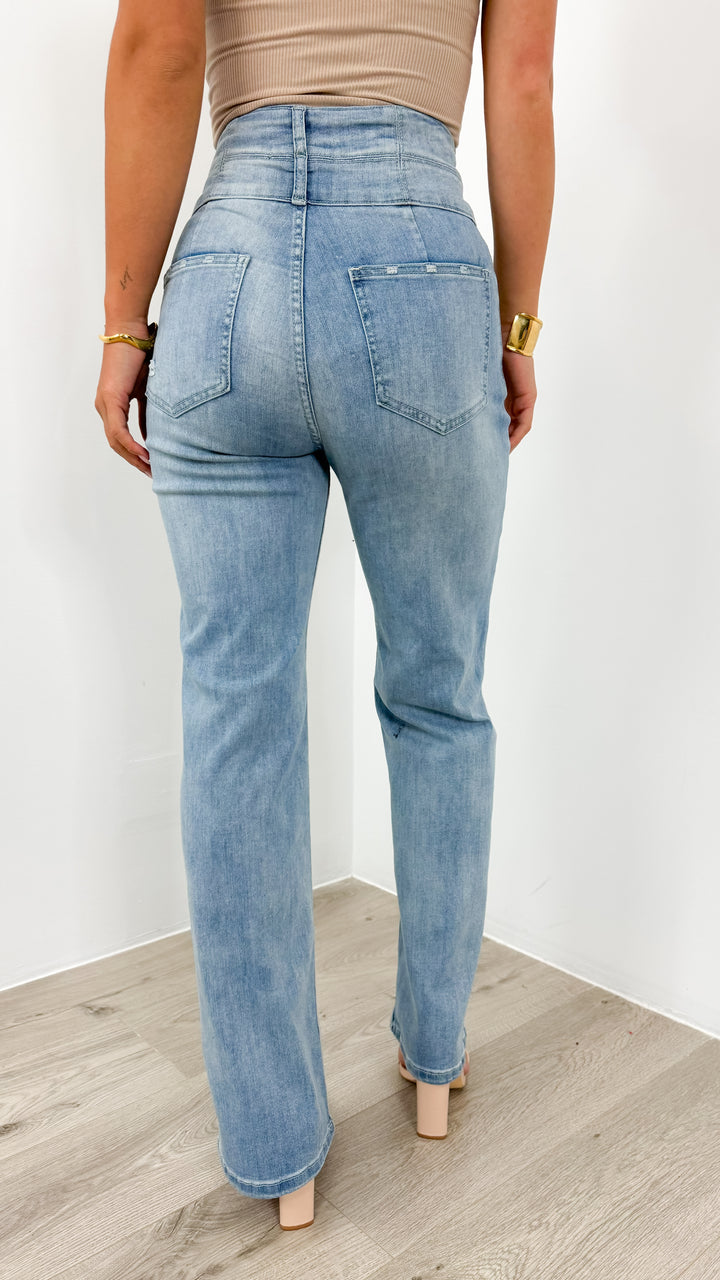 HARLEM STRETCH WIDE LEG JEAN - LIGHT BLUE