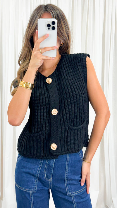 CHARLES KNIT VEST - BLACK