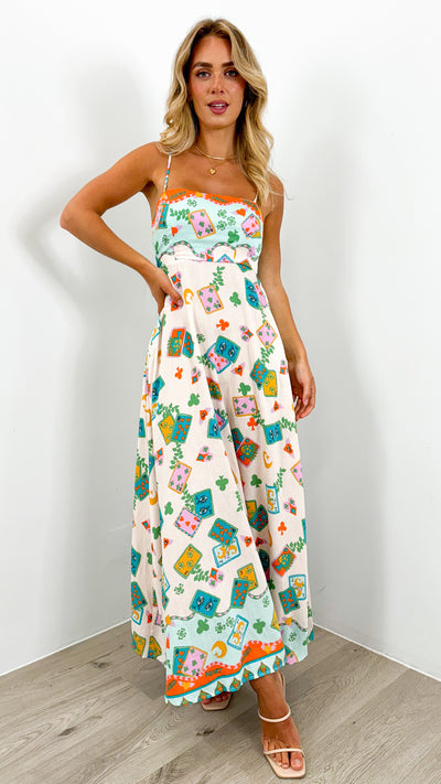 POKER MAXI DRESS - MULTI