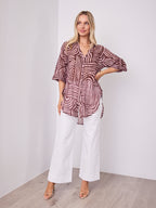 SHANI SHIRT - PINK/CHOCOLATE
