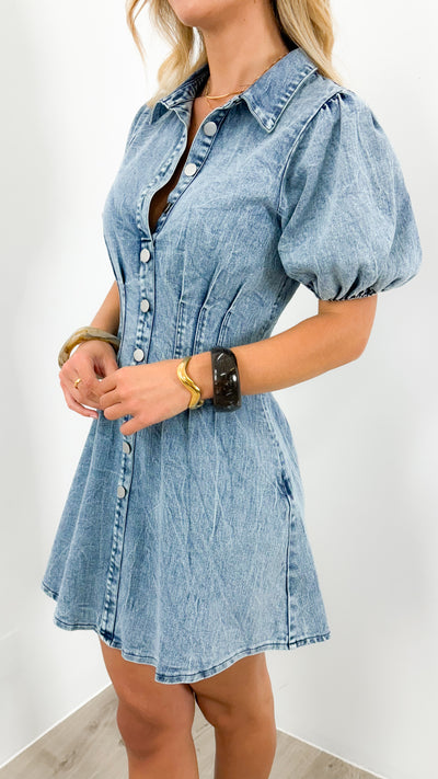 KRISTEN DENIM DRESS - BLUE