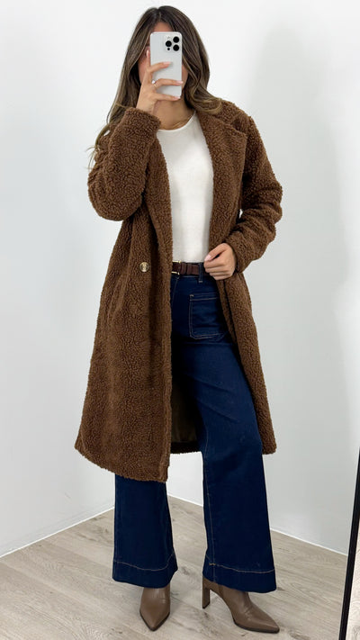MARCO TEDDY COAT - CHOCOLATE
