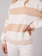 BESSIE BLOCK STRIPE KNIT - OATMEAL/WHITE