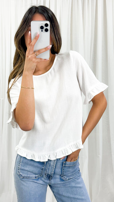 CHESTER LINEN TOP - WHITE