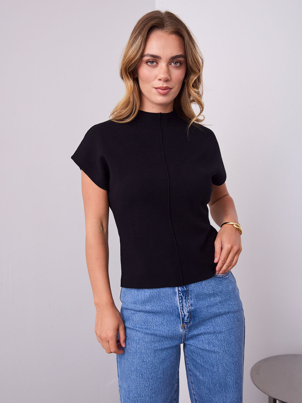 ROWE KNIT TOP - BLACK