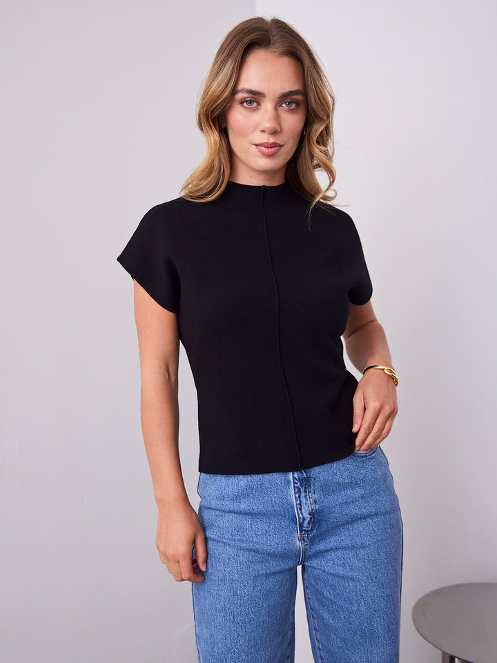 ROWE KNIT TOP - BLACK