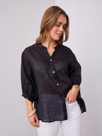 MARTA LINEN SHIRT - BLACK