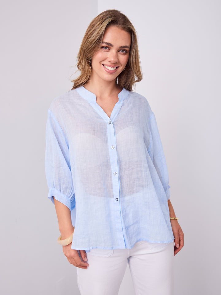 CATHY LINEN SHIRT - ICE BLUE