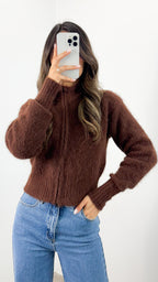 NOAH ZIP KNIT - CHOCOLATE