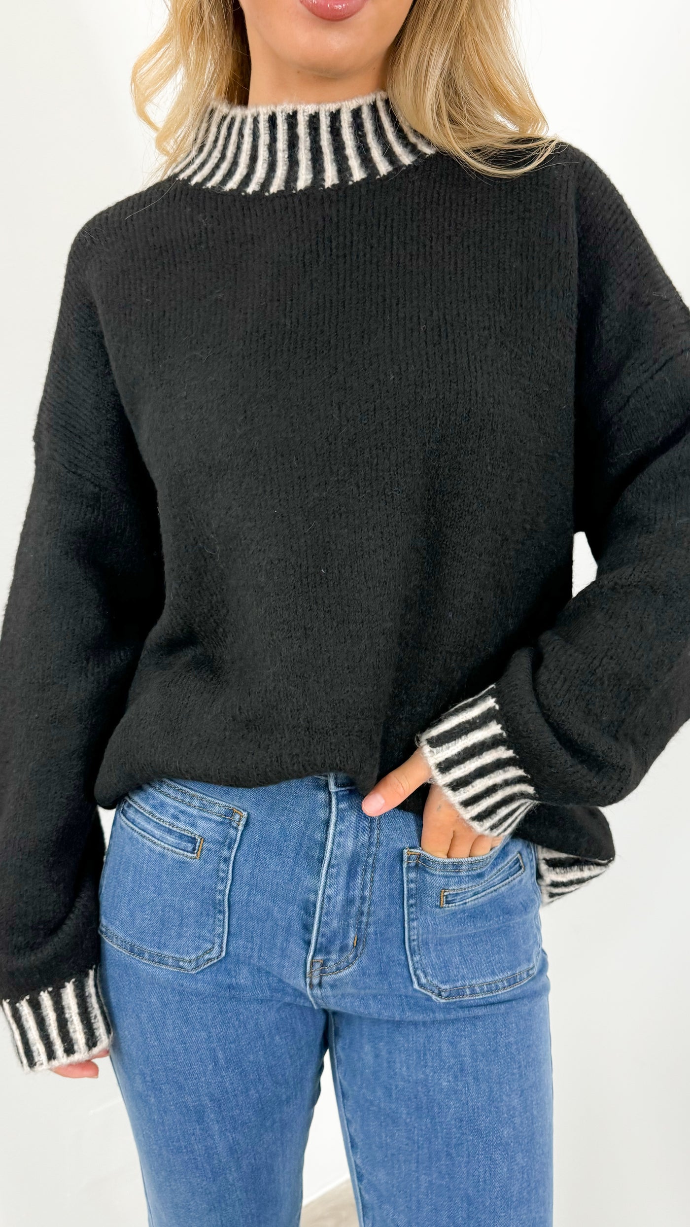BESSIE STITCH KNIT - BLACK