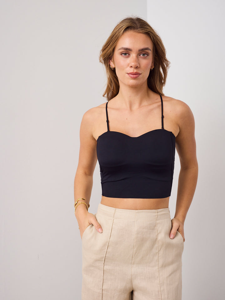 BRA SINGLET TOP - BLACK