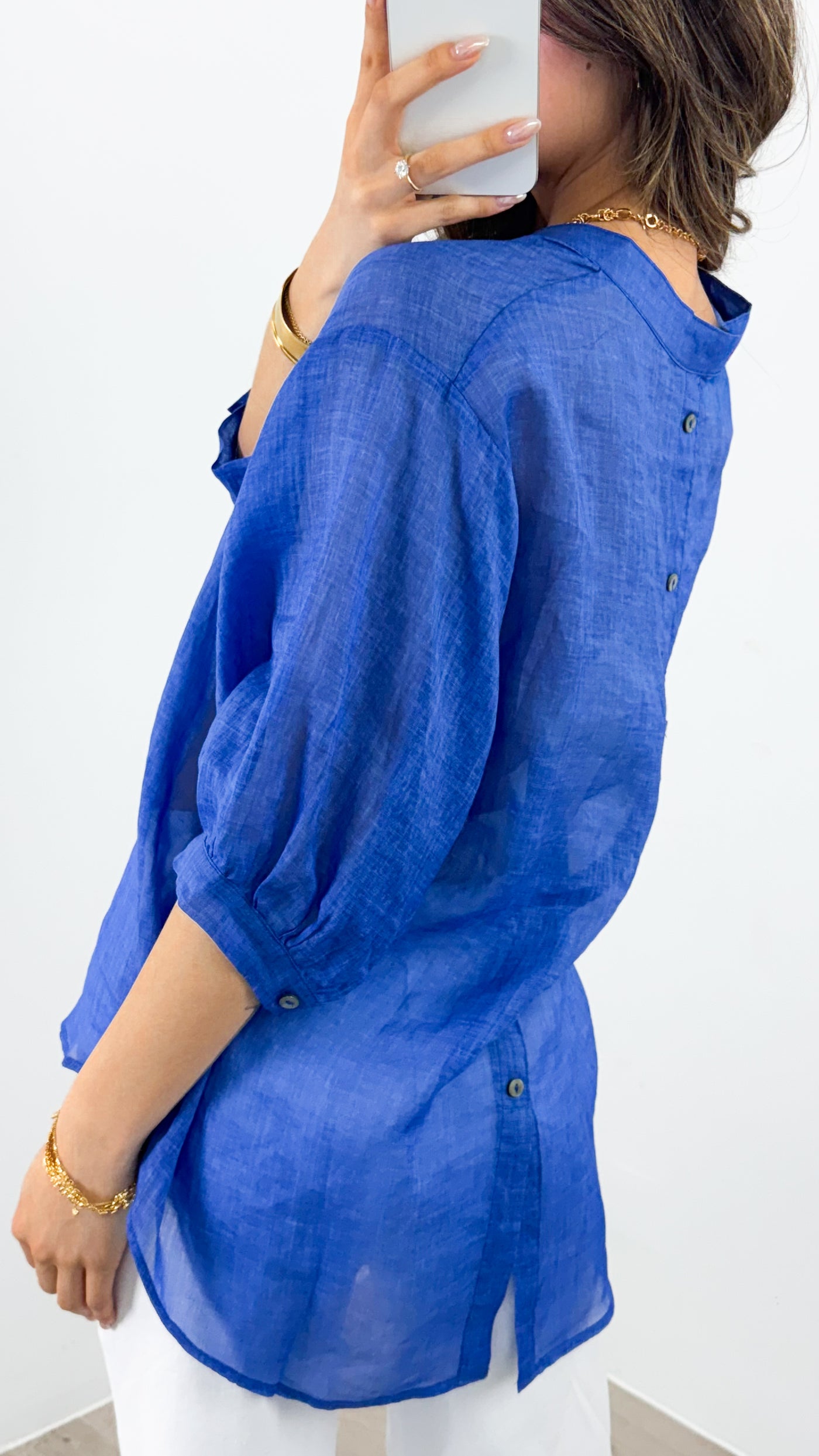 CATHY LINEN SHIRT - ROYAL BLUE