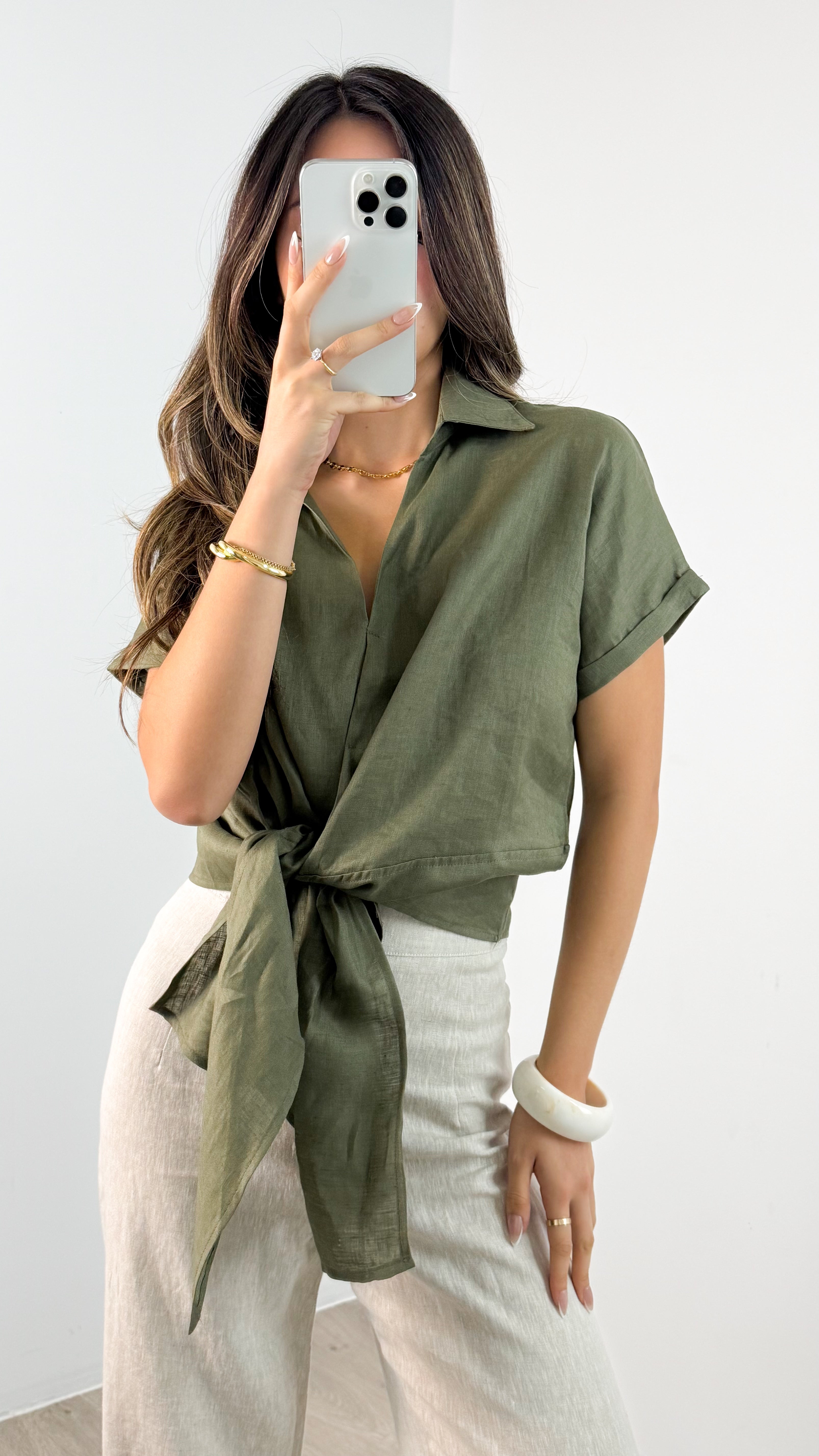 COMO LINEN SHIRT - KHAKI