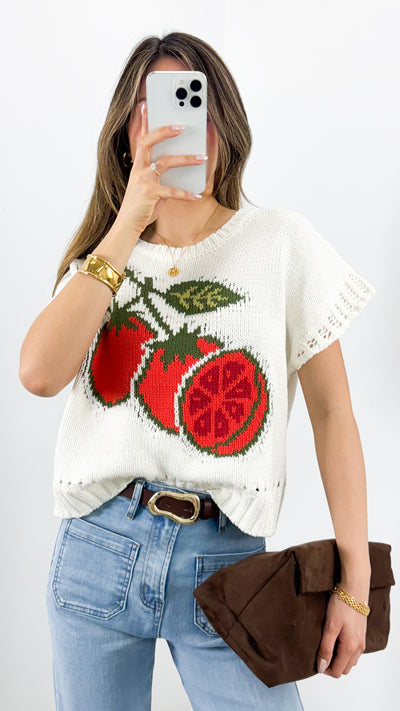 TOMATO KNIT TEE - WHITE