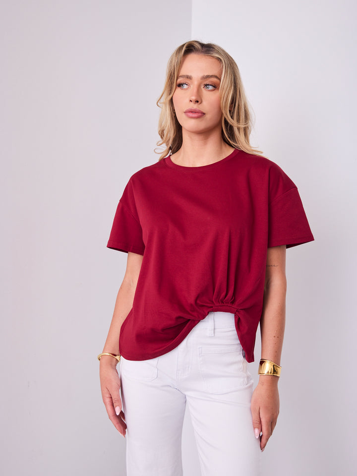 ESTHER EASY TUCK TEE - WINE