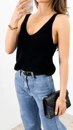 ANNIKA KNIT TANK TOP - BLACK